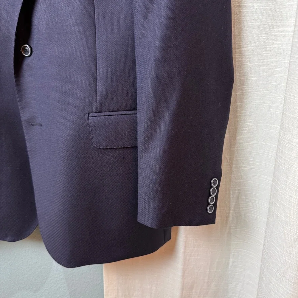 Saks Fifth Avenue Blazer Men Navy Blue Ermenegildo Zegna Cloth Made in Italy 42T